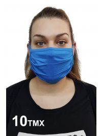 (10τμχ) Υφασμάτινες μάσκες προσώπου πολλαπλών χρήσεων Γαλάζιο
