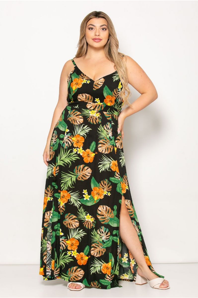 Φόρεμα Maxi Εμπριμέ Ραντάκι Με Δέσιμο Στην Πλάτη Μαύρο Πράσινο