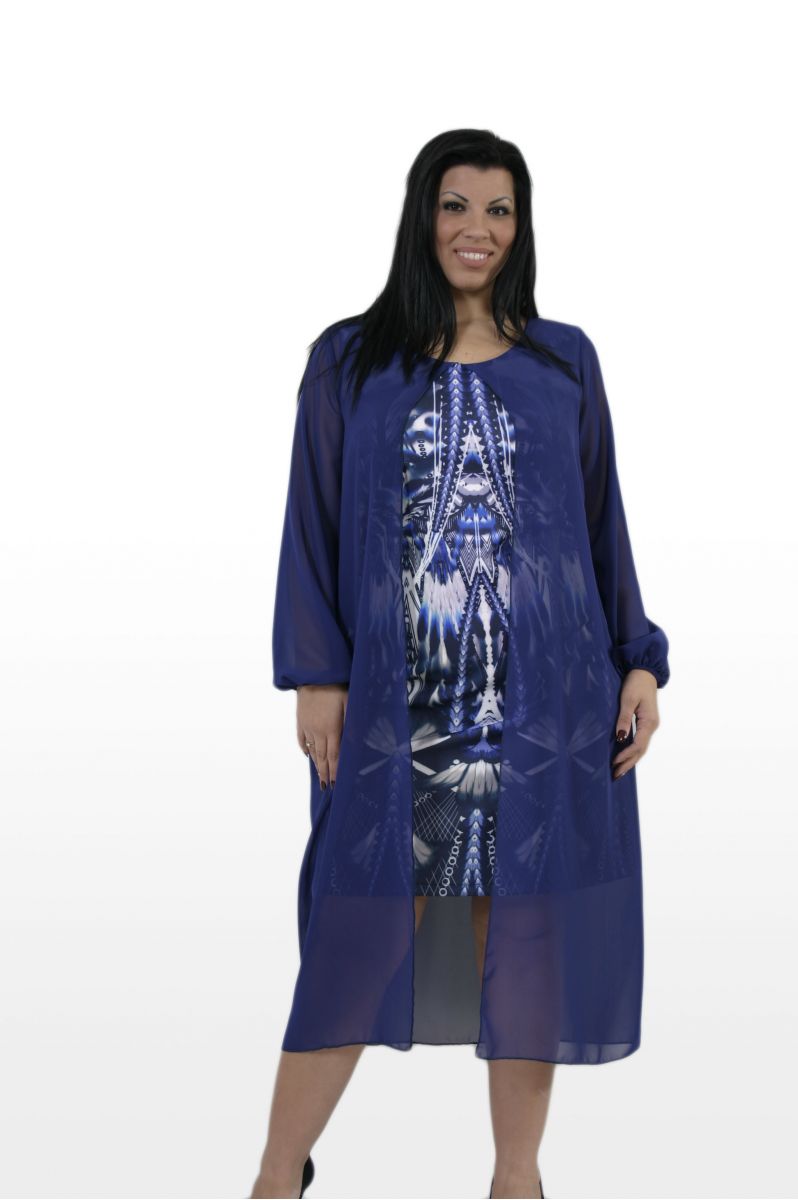 Φόρεμα με μουσελίνα και ψηφιακό τύπωμα Ρουά